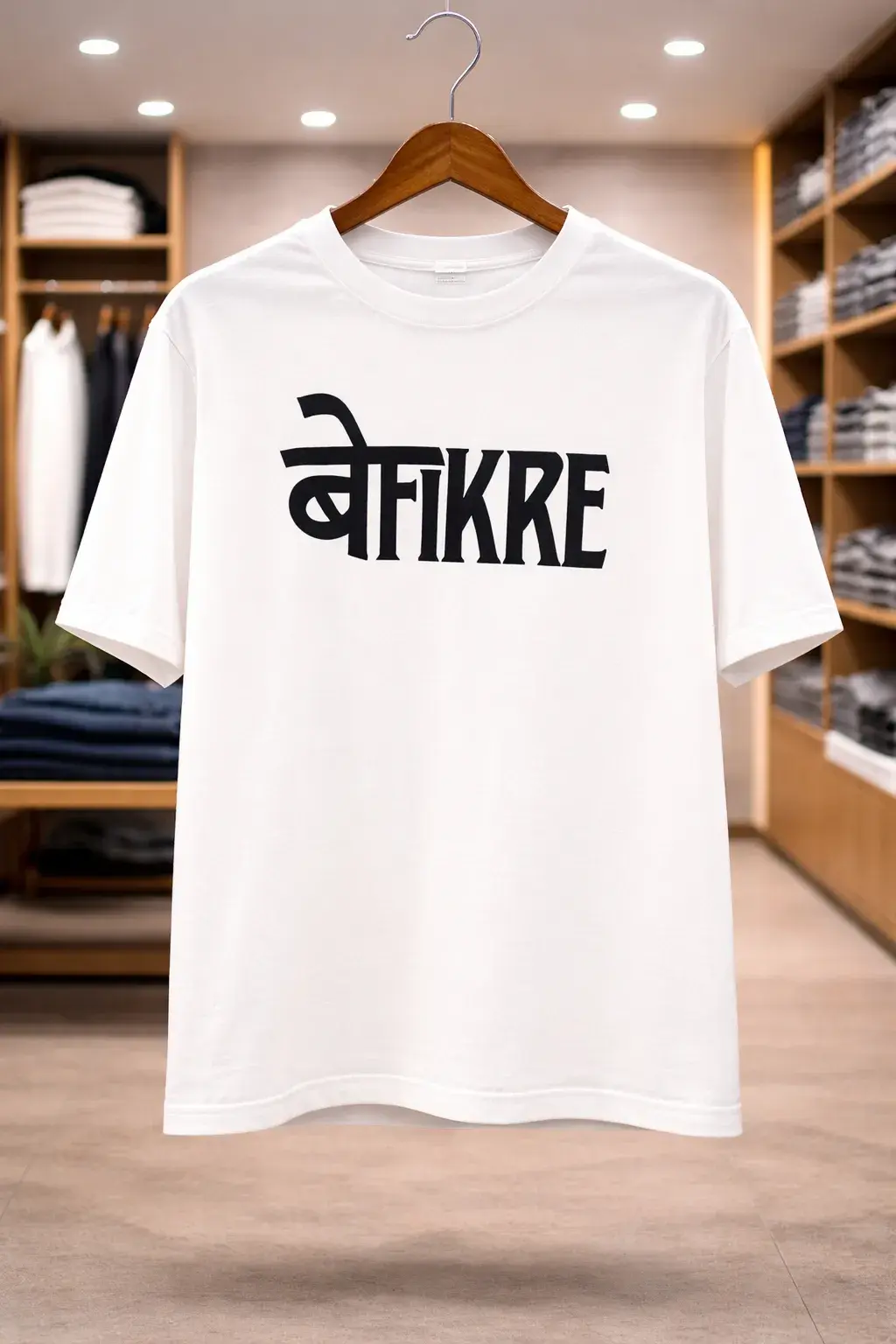 Men's White T-Shirt with Bold 'Befikre' Typography
